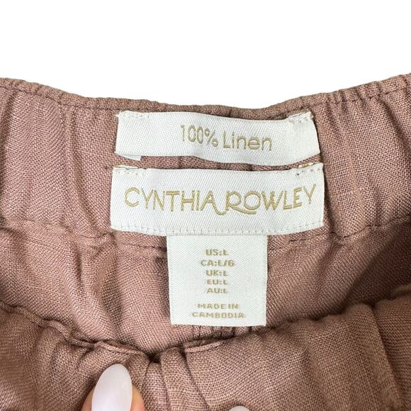 Cynthia Rowley 100% Linen Tan Pull On Cropped Jogger Pants - Picture 6 of 7